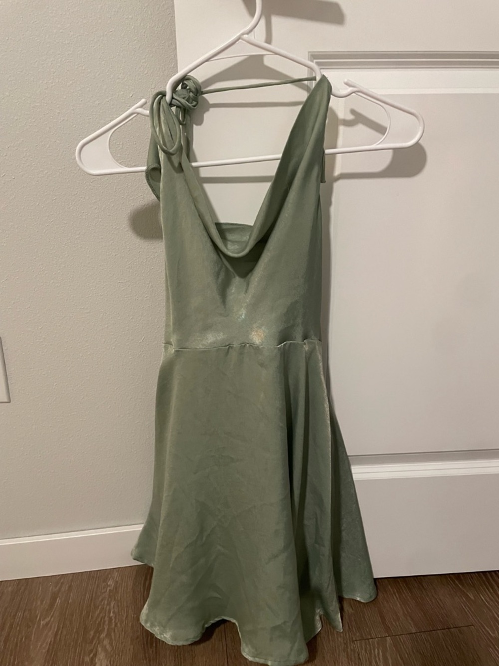 Lulu's Sage Green Cowl Neck Mini Dress